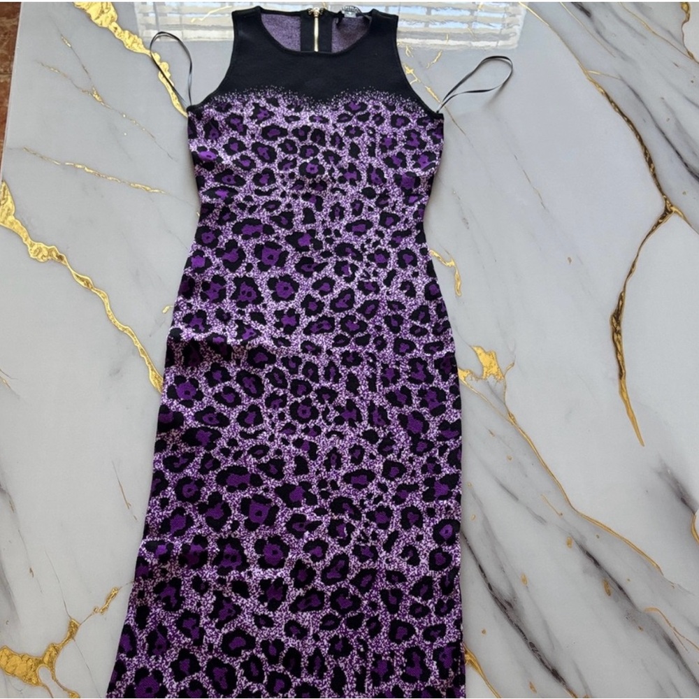Hera Collection Black and Purple Leopard Maxi Dress
